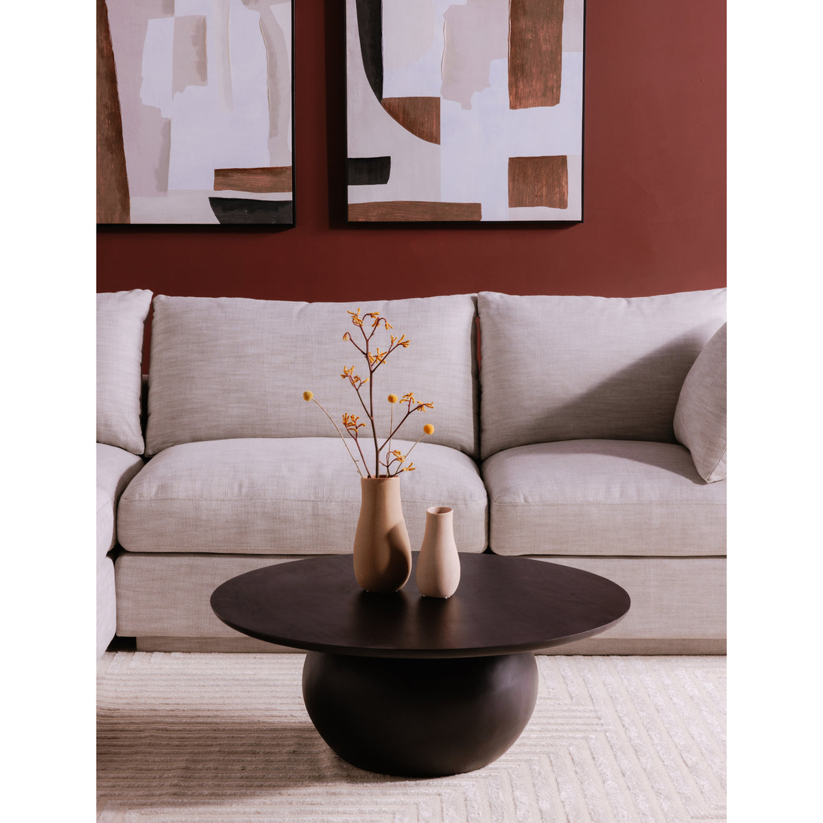 Bradbury Coffee Table – 35" Solid Acacia Round Coffee Table (2 Colors) (5)