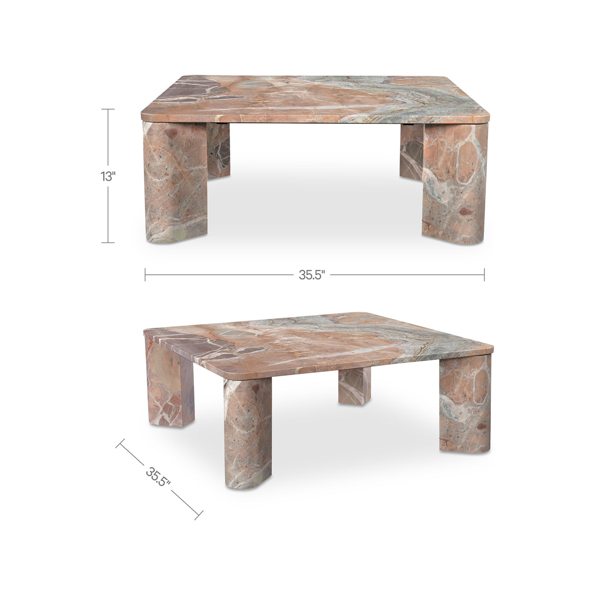 Segment Coffee Table – 35.5" Square Marble Coffee Table (3 Colors) (12)