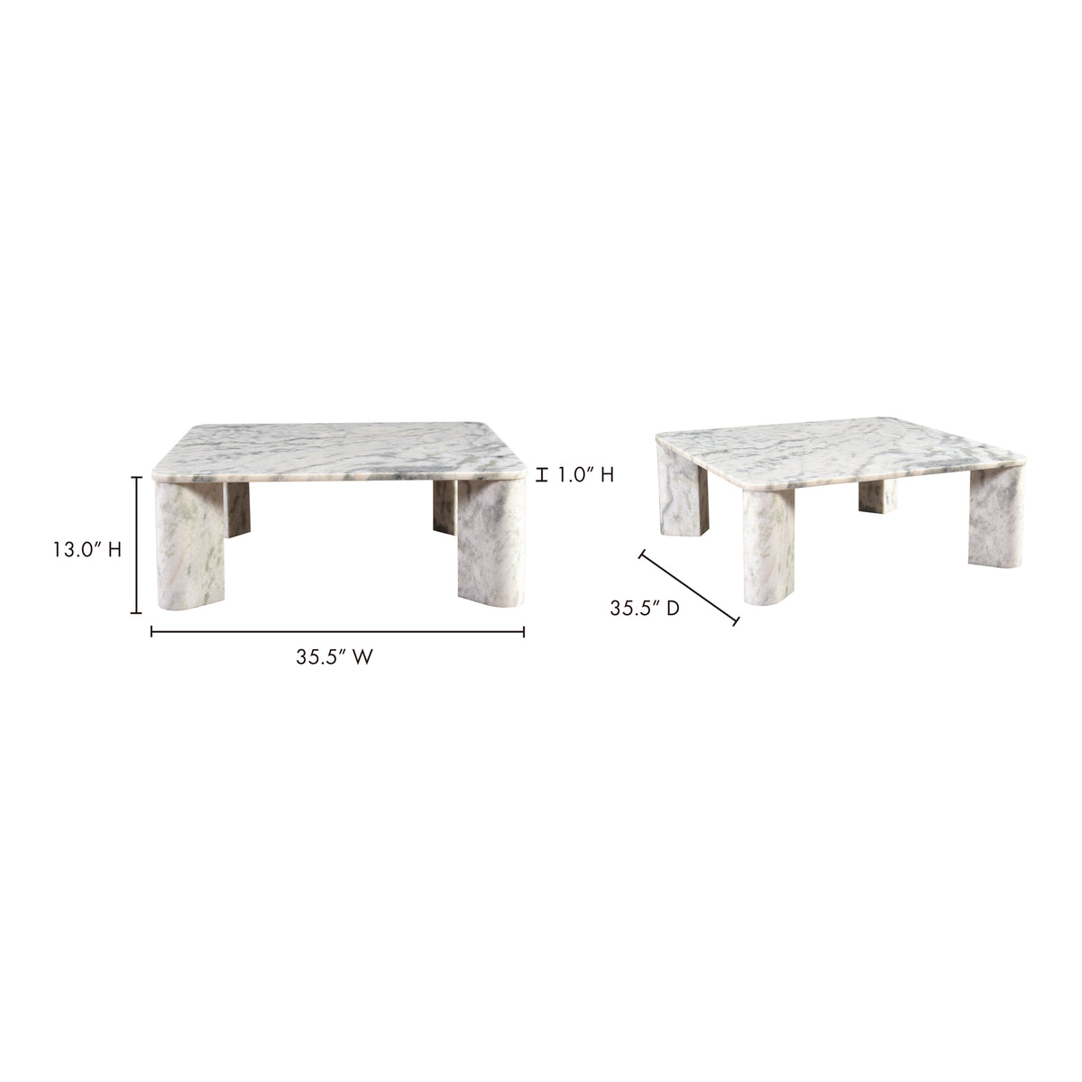 Segment Coffee Table – 35.5" Square Marble Coffee Table (3 Colors) (30)