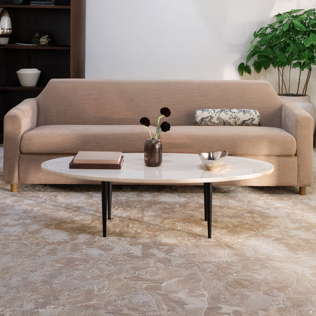 Winona Coffee Table – 59" Botticino Marble Oval Coffee Table (11)