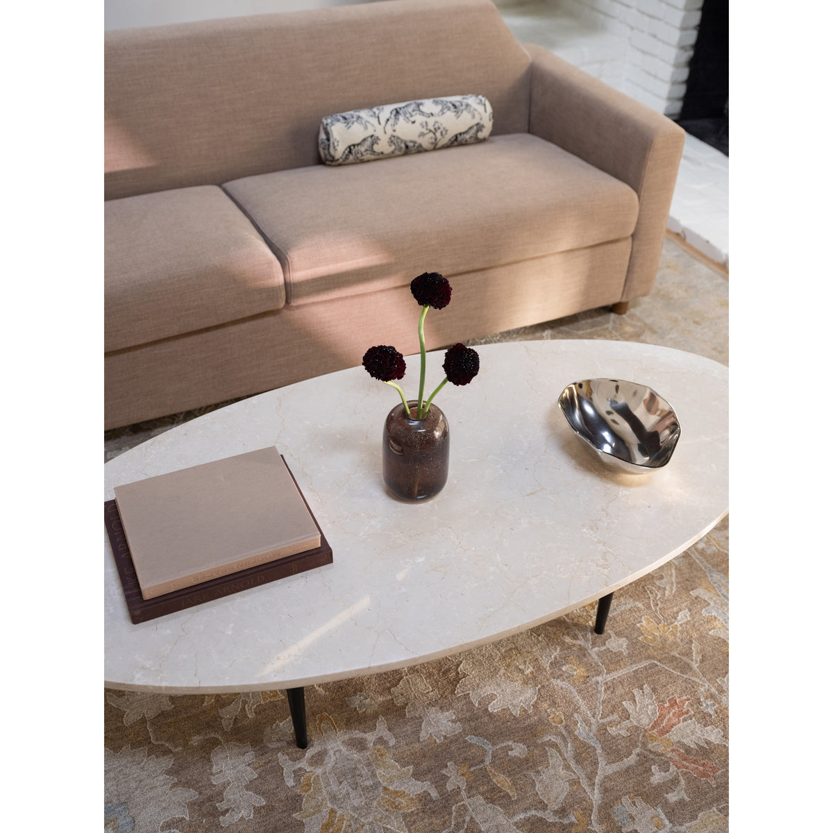 Winona Coffee Table – 59" Botticino Marble Oval Coffee Table (8)