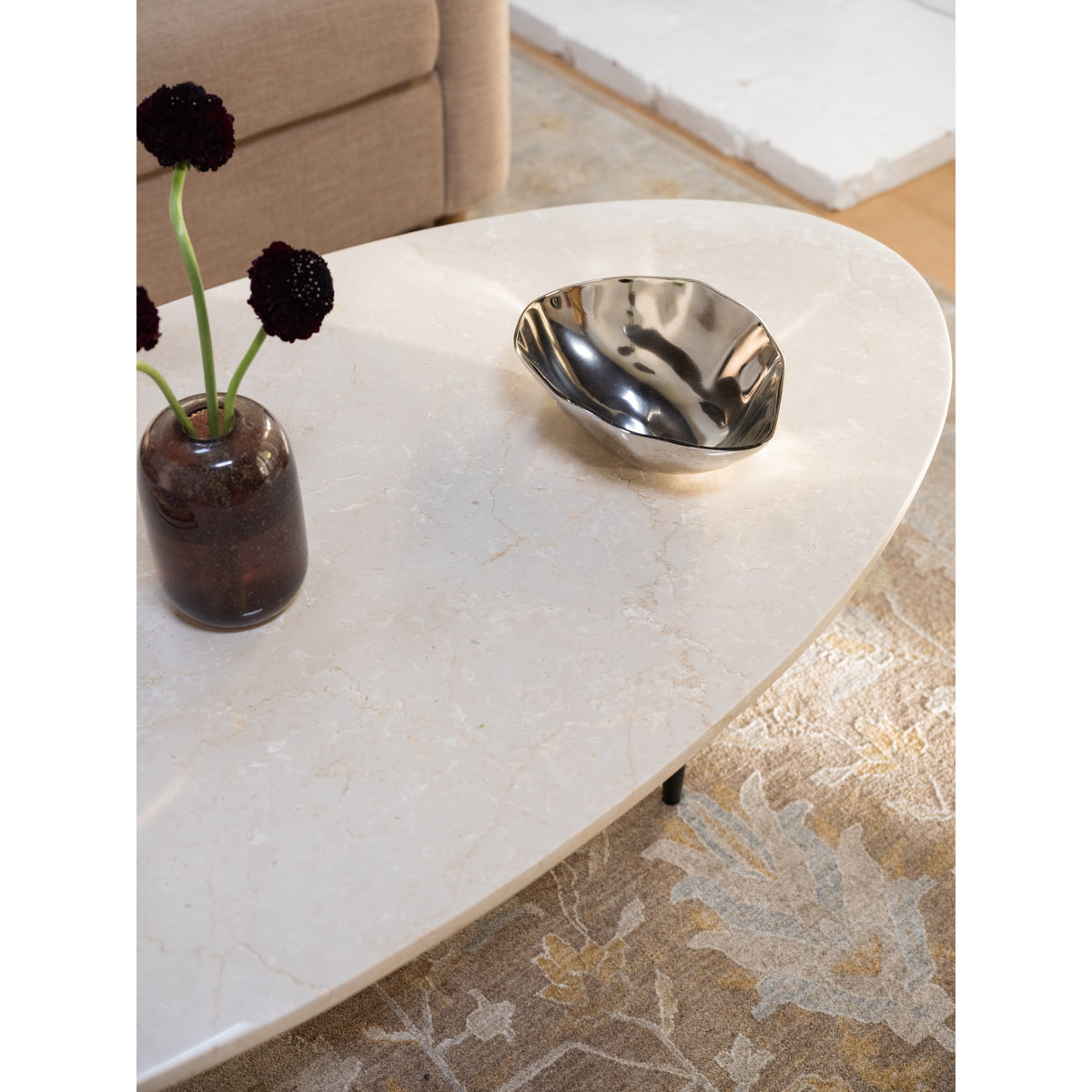 Winona Coffee Table – 59" Botticino Marble Oval Coffee Table (9)