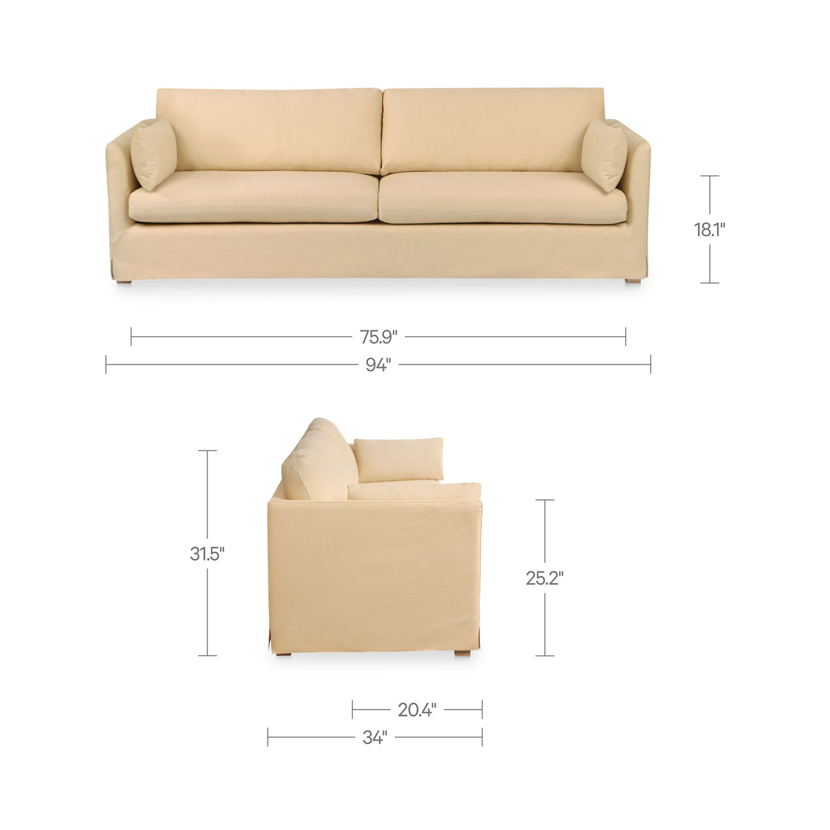 Shea Sofa – 94" Upholstered Sofa (2 Colors) (6)