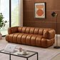Jasmin Channel Tufted Genuine Leather Sofa 90”
