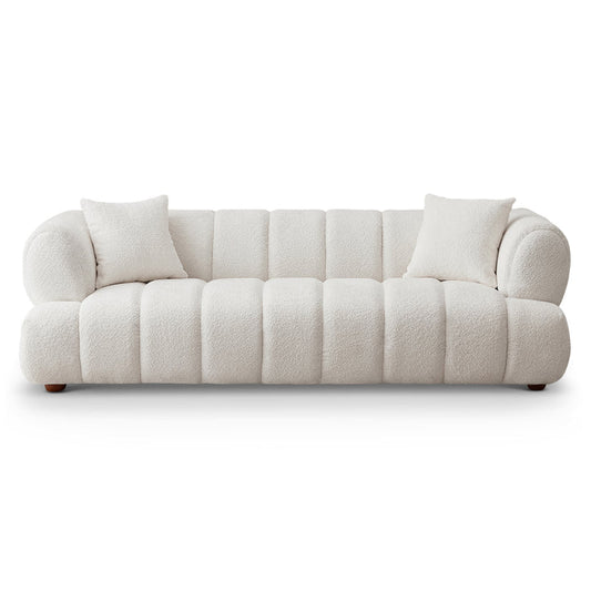 Jasmin Channel Tufted Cream Boucle Sofa 90”