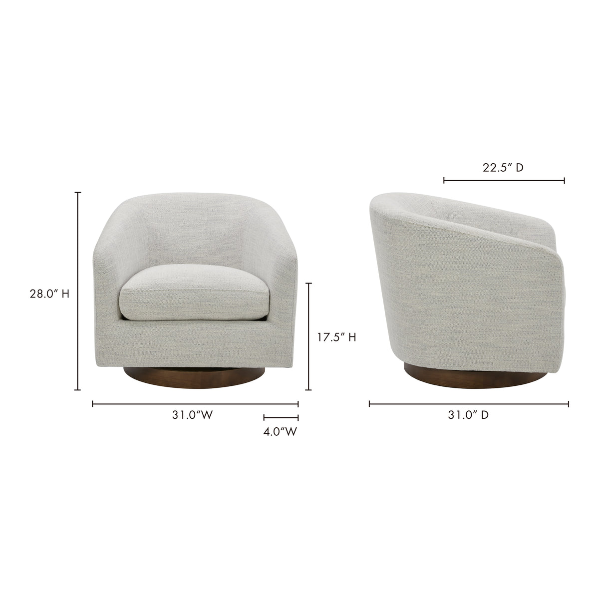 Oscy Swivel Chair – 31" Upholstered Accent Chair (2 Colors) (5)