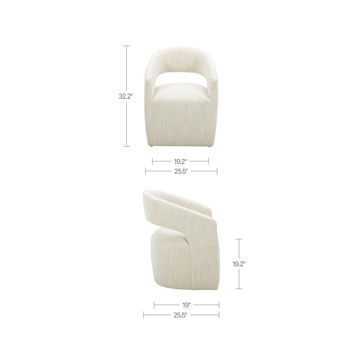 Barrow Rolling Dining Chair – 25.5" Boucle Dining Chair (3 Colors) (13)
