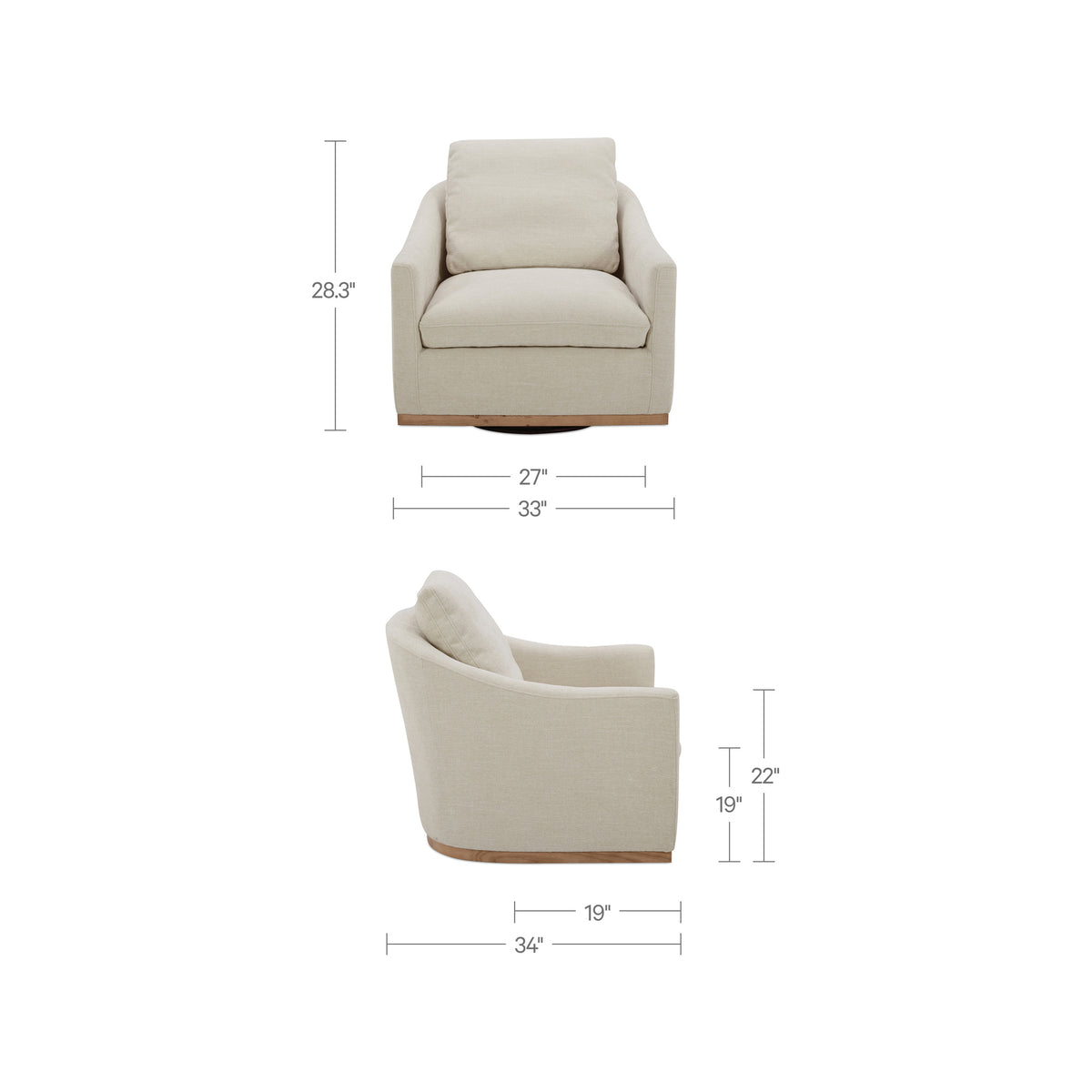 Linden Swivel Chair – 33" Upholstered Accent Chair (13)