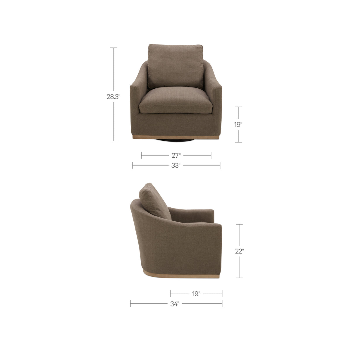 Linden Swivel Chair – 33" Upholstered Accent Chair (3)