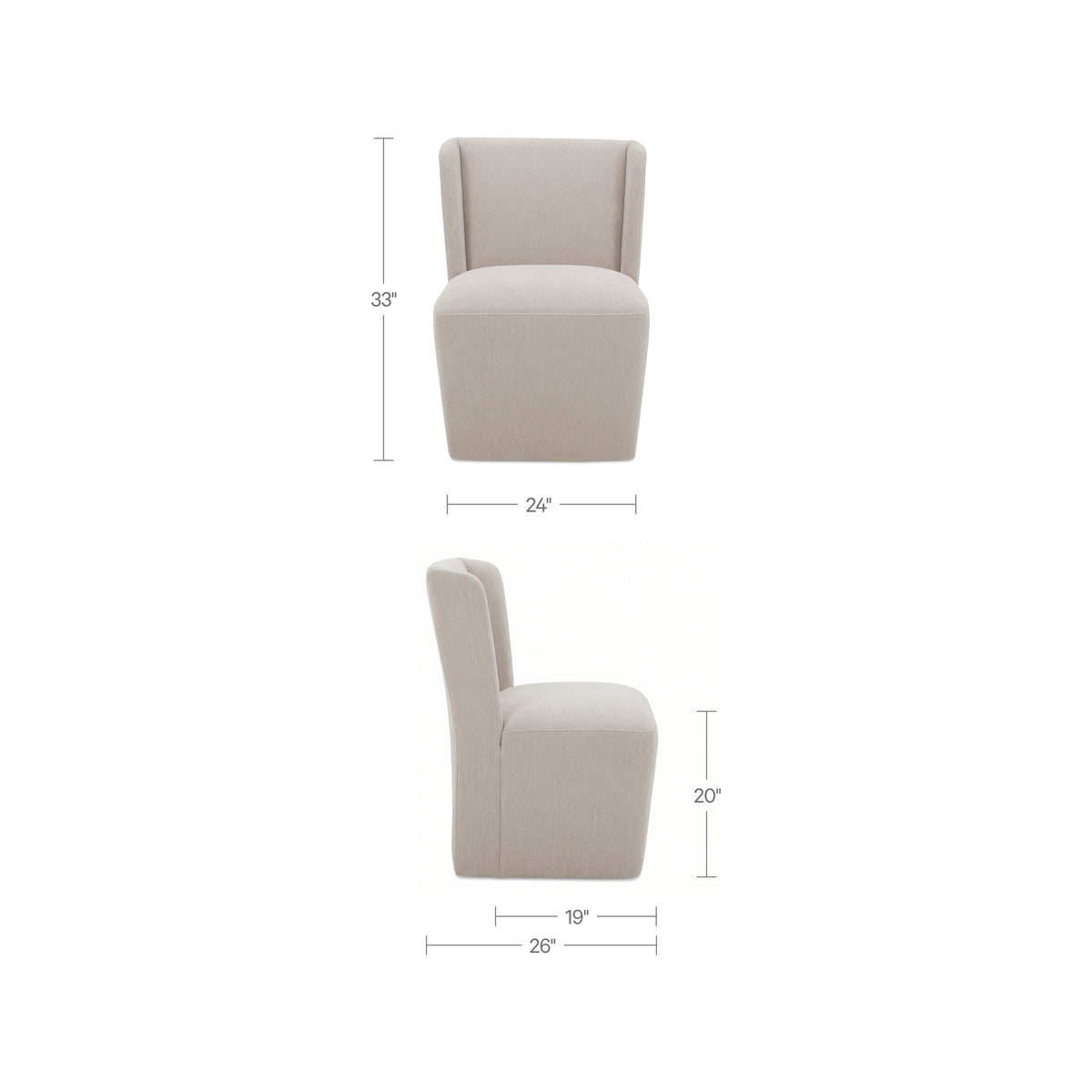 Cormac Dining Chair – 24" Rolling Upholstered Dining Chair (3 Colors) (12)