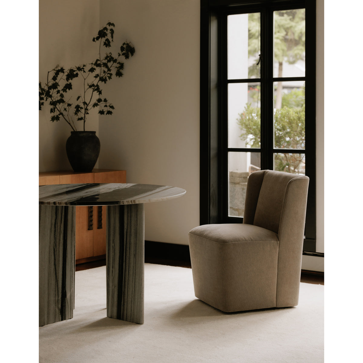 Cormac Dining Chair – 24" Rolling Upholstered Dining Chair (3 Colors) (10)