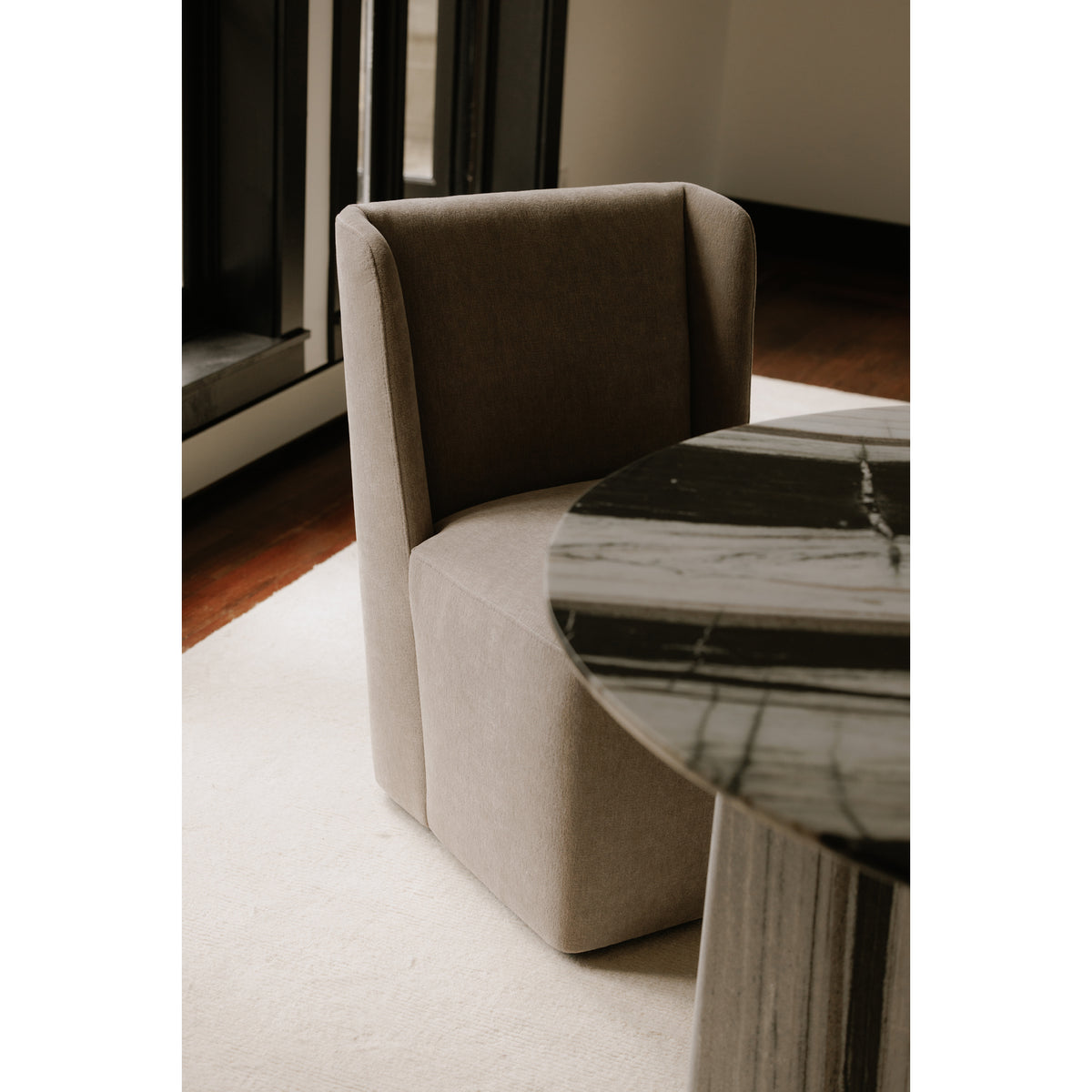 Cormac Dining Chair – 24" Rolling Upholstered Dining Chair (3 Colors) (11)