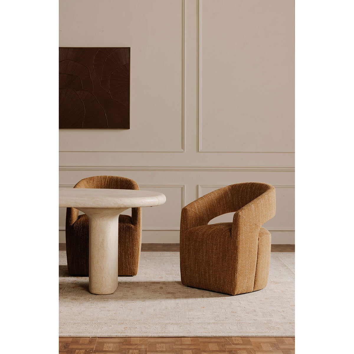 Barrow Rolling Dining Chair – 25.5" Boucle Dining Chair (3 Colors) (39)