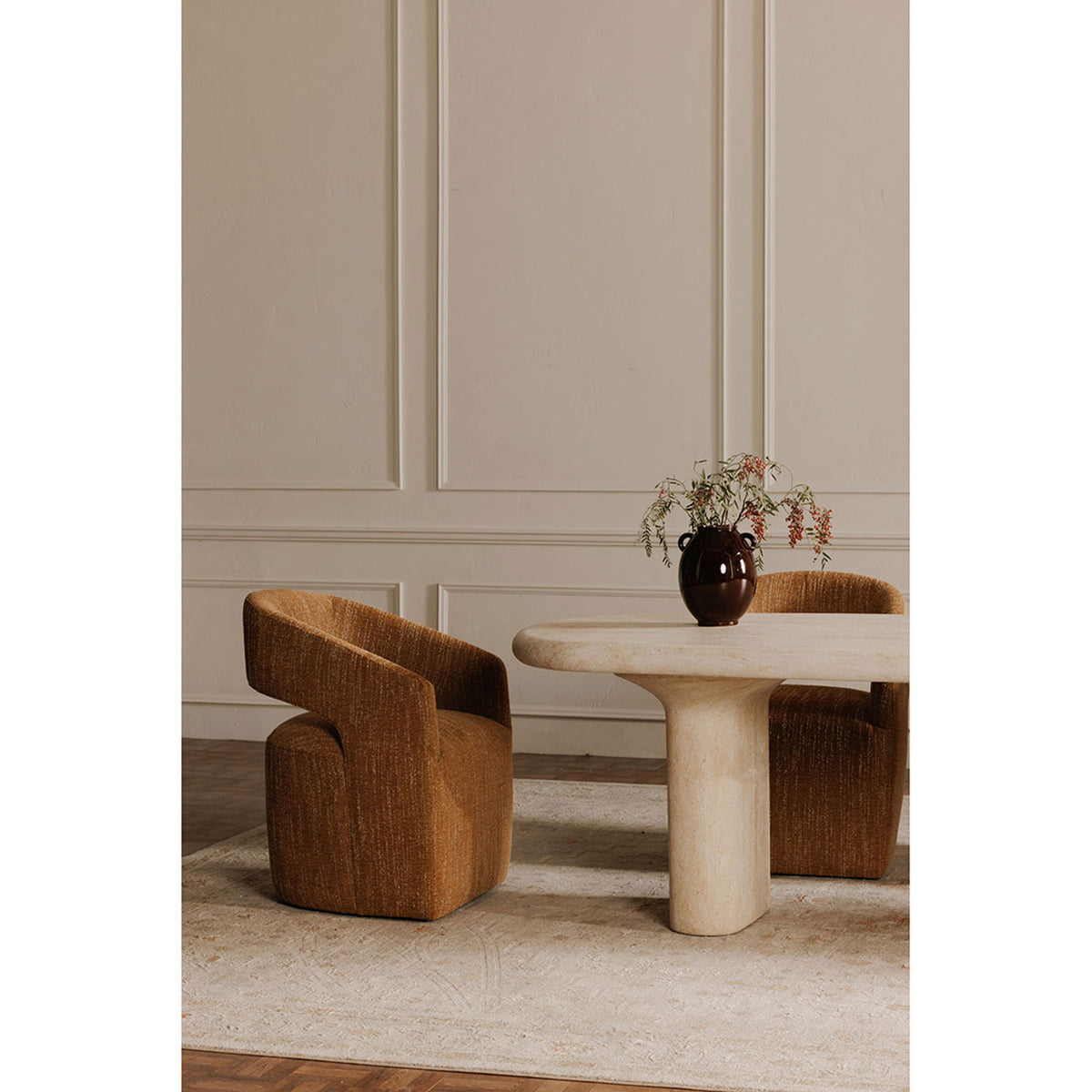 Barrow Rolling Dining Chair – 25.5" Boucle Dining Chair (3 Colors) (40)