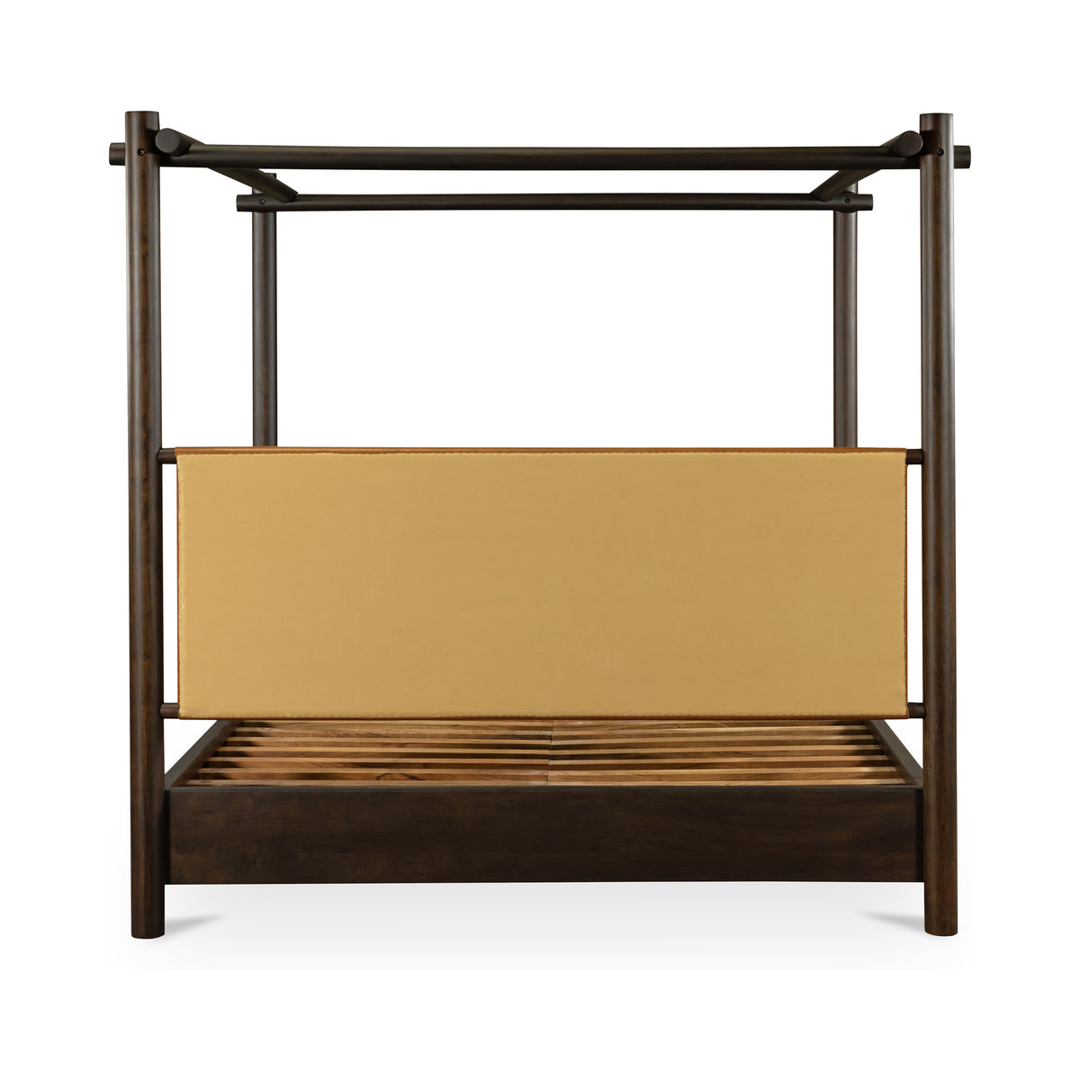 Devin Canopy Bed – 72.5" Queen and 88.5" King Leather and Acacia Bed (6)