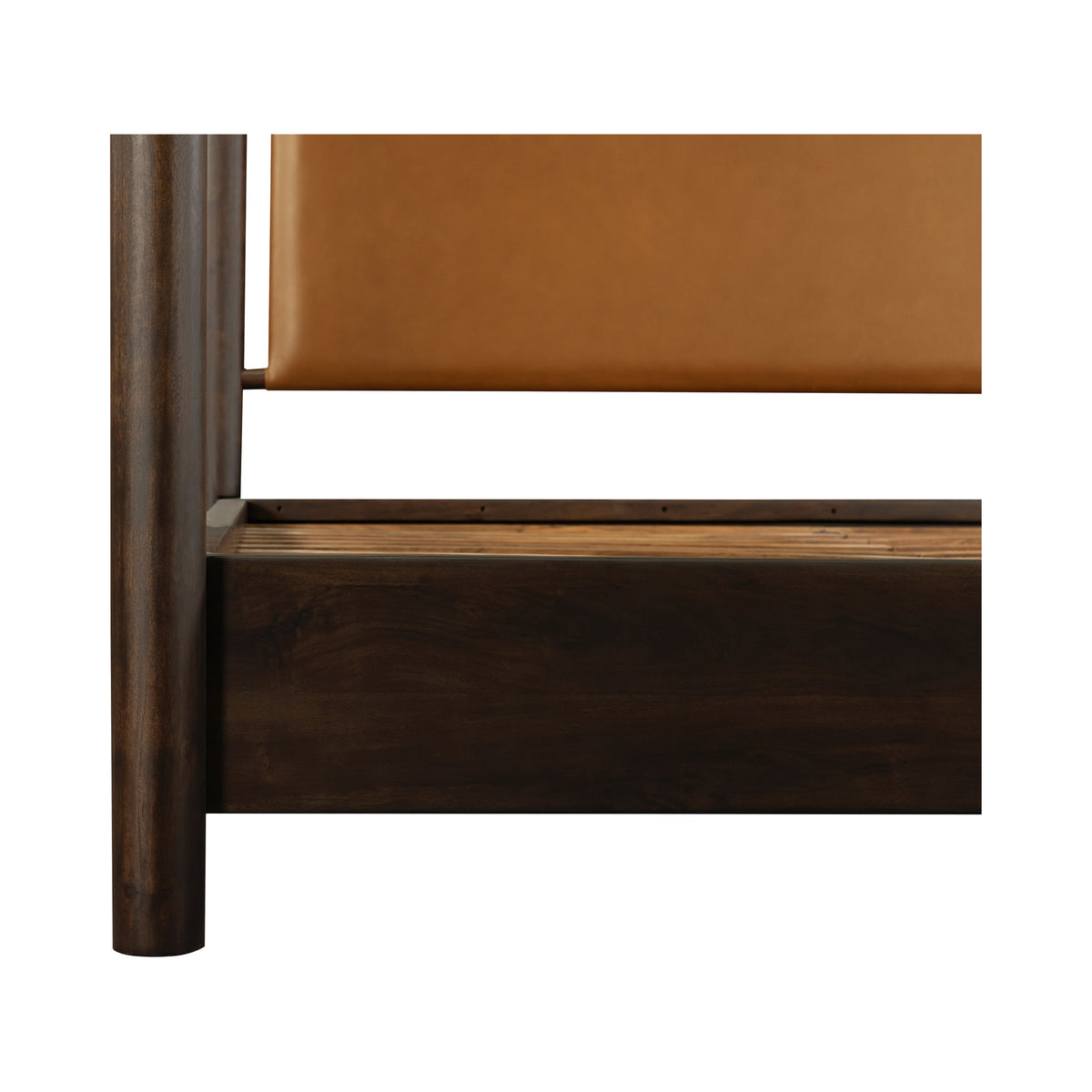 Devin Canopy Bed – 72.5" Queen and 88.5" King Leather and Acacia Bed (8)