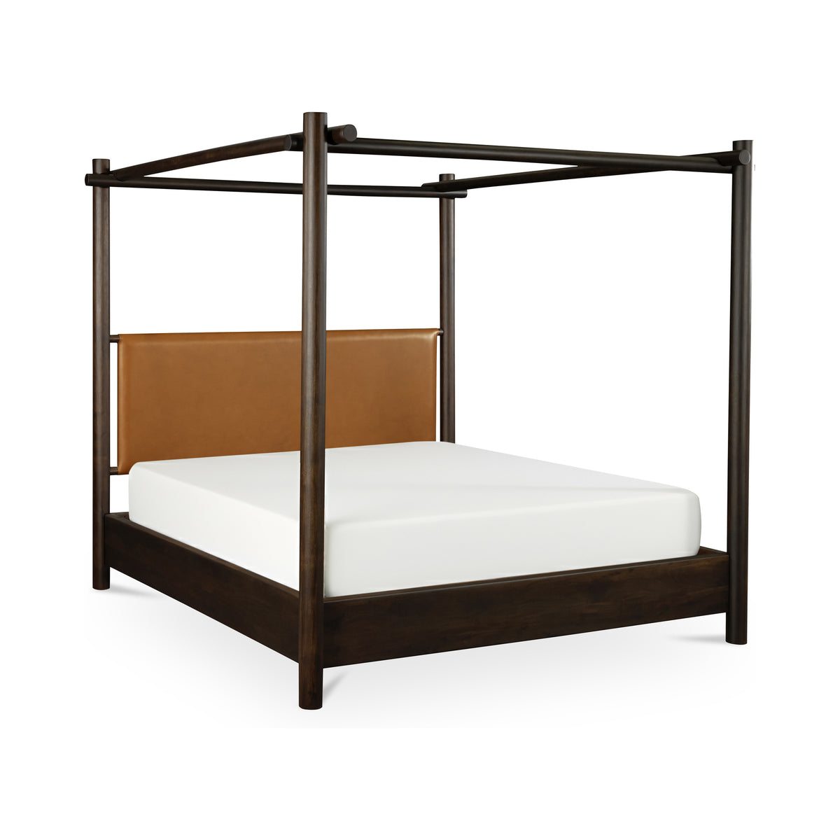 Devin Canopy Bed – 72.5" Queen and 88.5" King Leather and Acacia Bed (3)