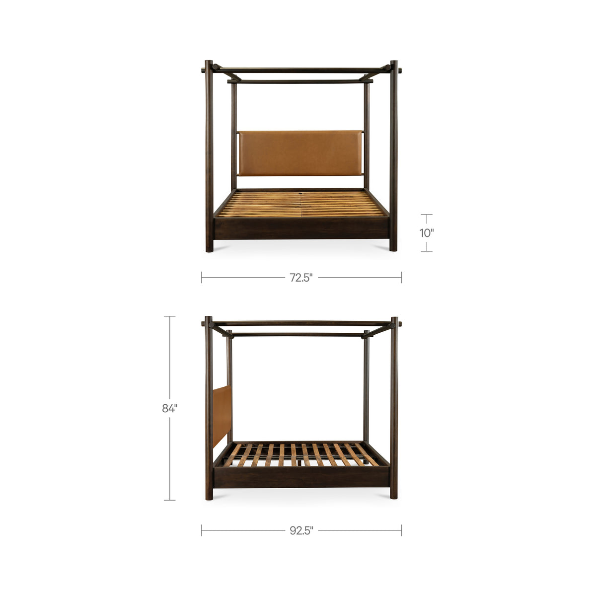 Devin Canopy Bed – 72.5" Queen and 88.5" King Leather and Acacia Bed (13)