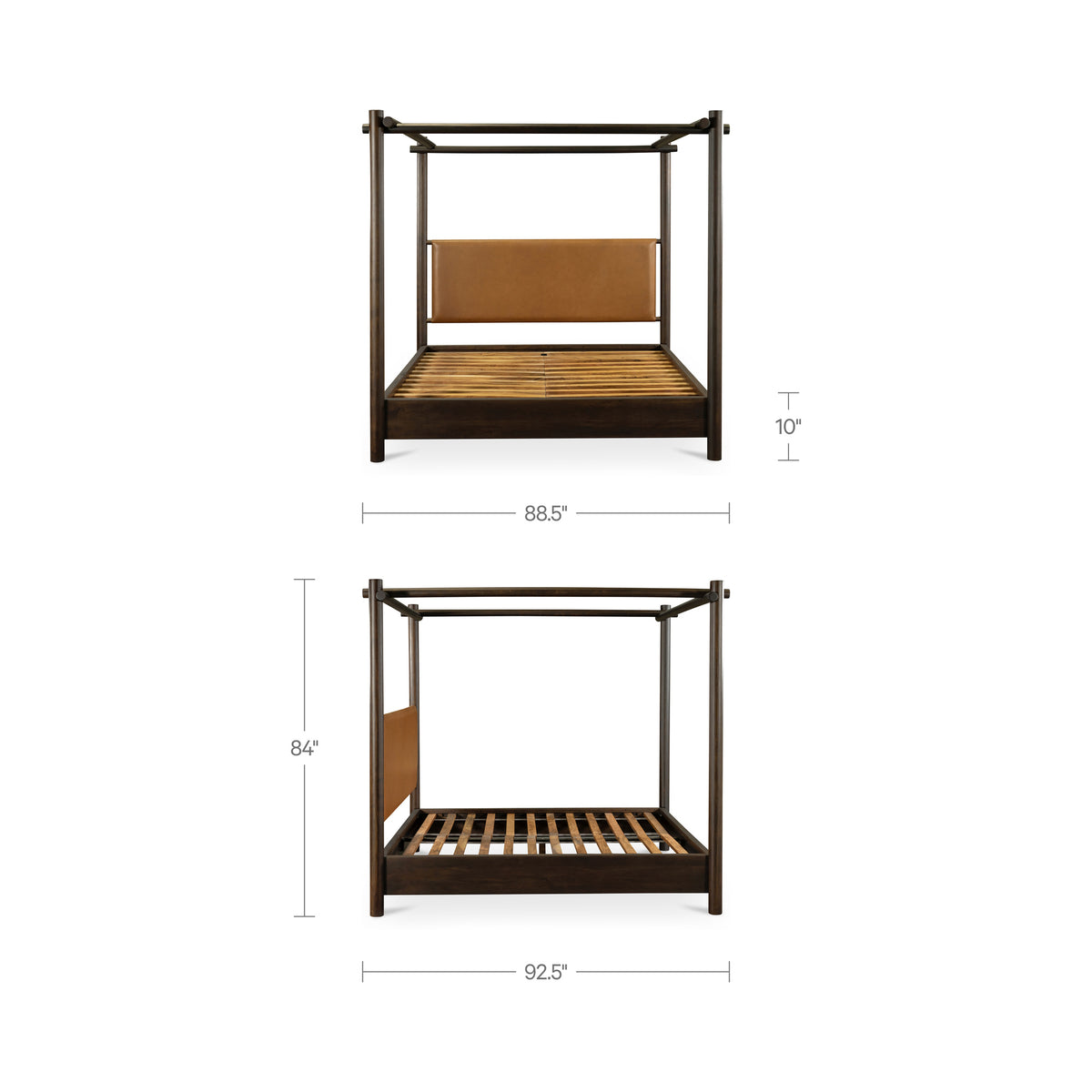 Devin Canopy Bed – 72.5" Queen and 88.5" King Leather and Acacia Bed (26)