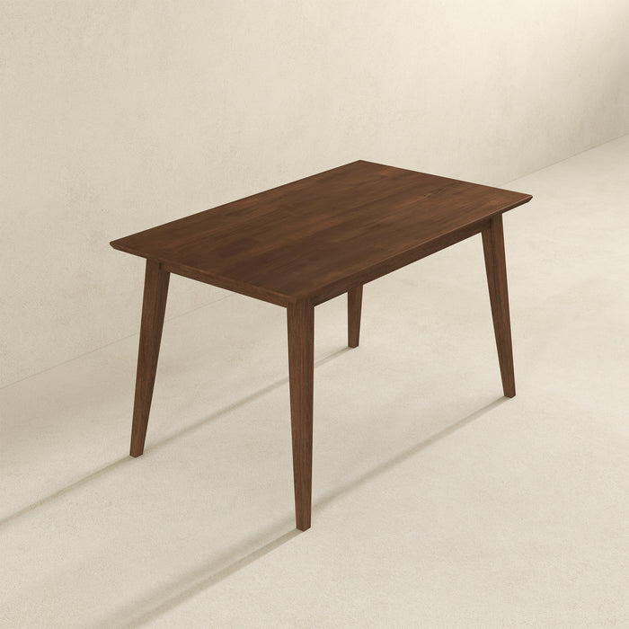 Levi MCM Walnut Dining Table – Rectangular Solid Wood Table (3 Sizes, 2 Colors) on a light background.