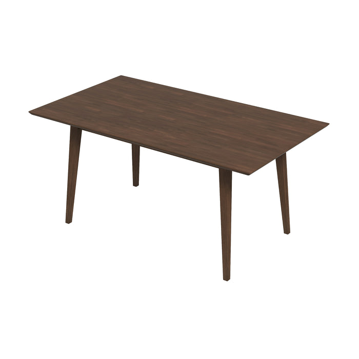 Levi MCM Walnut Dining Table – Rectangular Solid Wood Table (3 Sizes, 2 Colors) in a warm walnut finish.