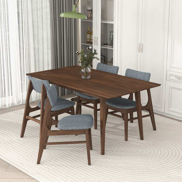 Levi MCM Walnut Dining Table – Rectangular Solid Wood Table (3 Sizes, 2 Colors) in modern dining room setting.