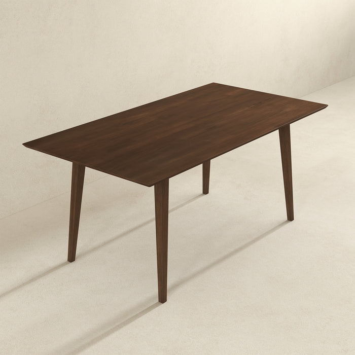 Levi MCM Walnut Dining Table – Rectangular Solid Wood Table (3 Sizes, 2 Colors) on a neutral background.