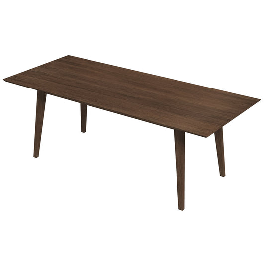 Levi MCM Walnut Dining Table – Rectangular Solid Wood Table (3 Sizes, 2 Colors) in a modern dining setup.