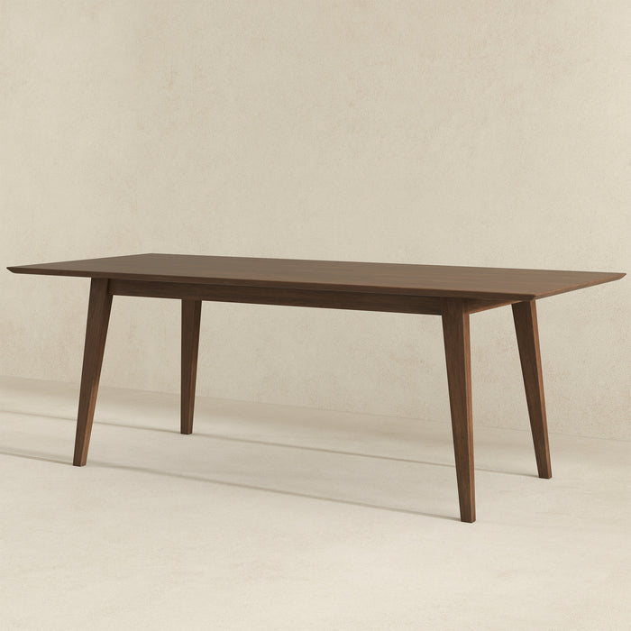 Levi MCM Walnut Dining Table – Rectangular Solid Wood Table (3 Sizes, 2 Colors) showcasing a mid-century modern design.