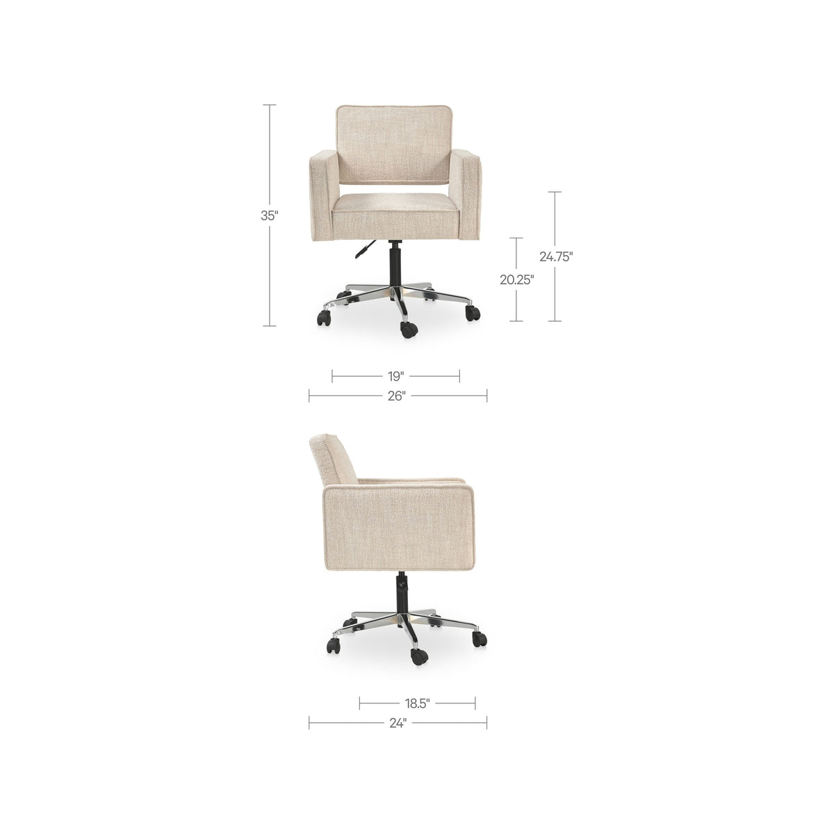 Harris Office Chair – 26" Upholstered Swivel Office Chair (2 Colors) (22)