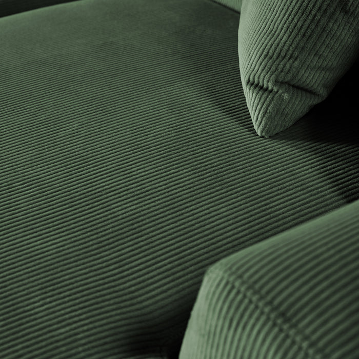 Contemporary Corduroy Chaise Sofa Sectional 102” – Mar Modern L-Shape Corduroy Couch (3 Colors) green texture close-up