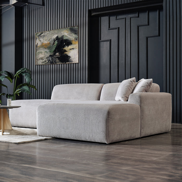 Contemporary Corduroy Chaise Sofa Sectional 102”
