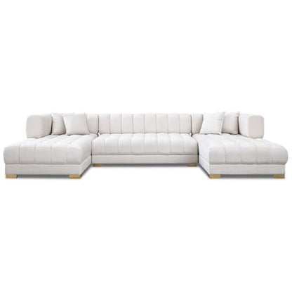 Marlow Tufted Velvet Dual Chaise Sectional Sofa 142"