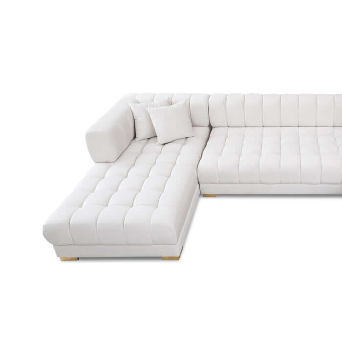 Tufted Velvet Dual Chaise Sectional Sofa 142"