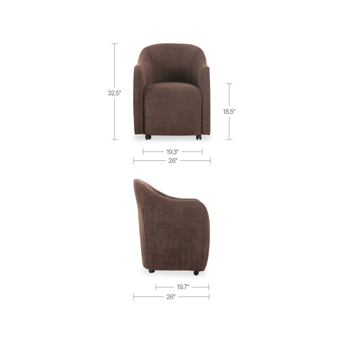 Drava Rolling Dining Chair – 26" Upholstered Dining Chair (2 Colors) (10)