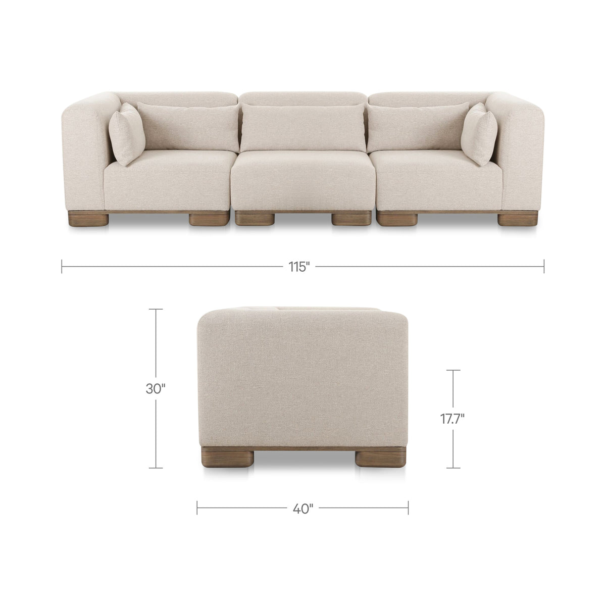 June Modular Sofa – 115" Upholstered Modular Sofa (2 Colors) (7)