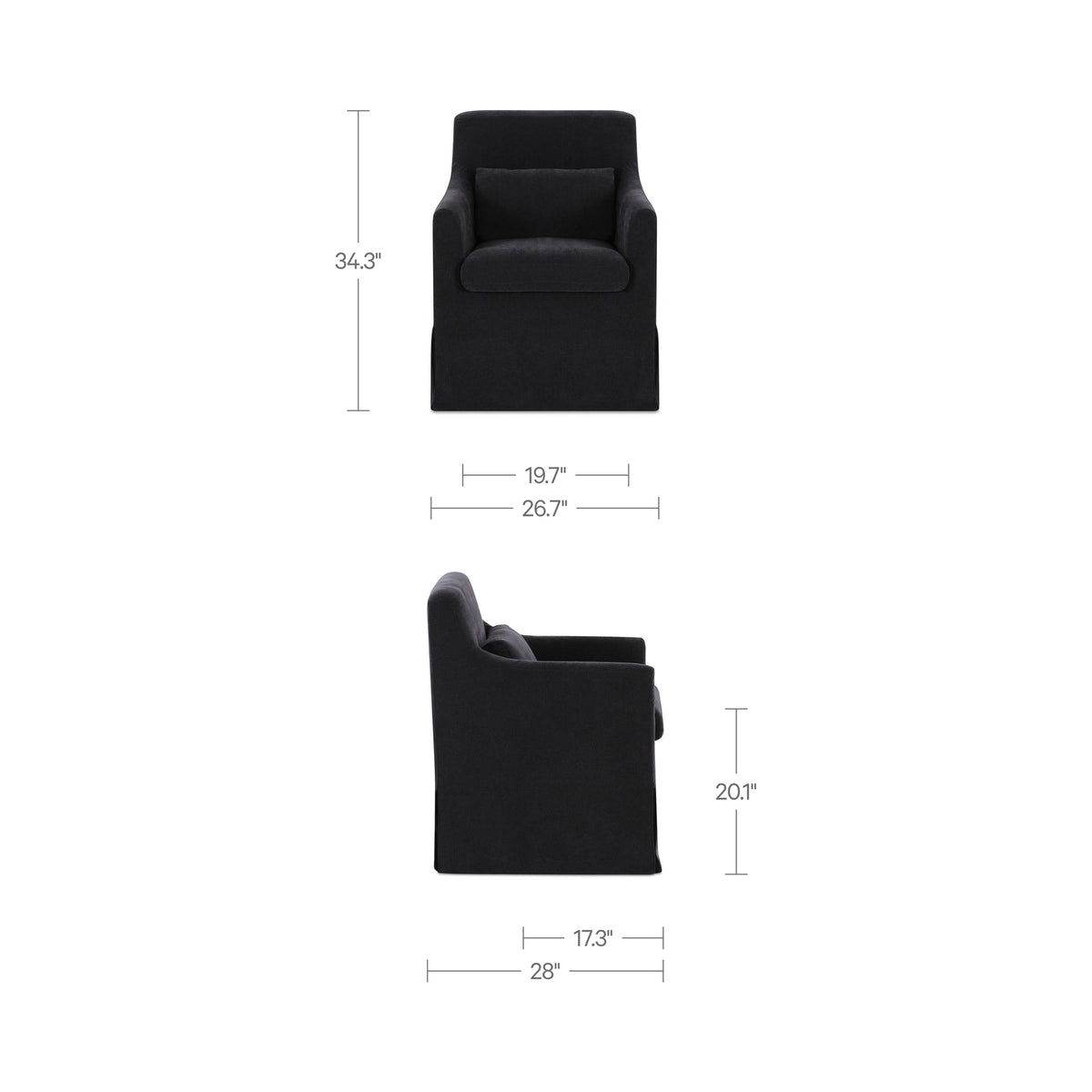 Lydia Slipcover Dining Chair – 26.75" Upholstered Dining Chair (3 Colors) (27)