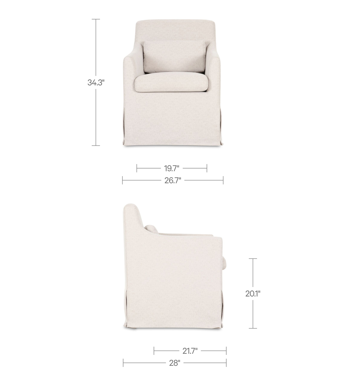 Lydia Slipcover Dining Chair – 26.75" Upholstered Dining Chair (3 Colors) (10)