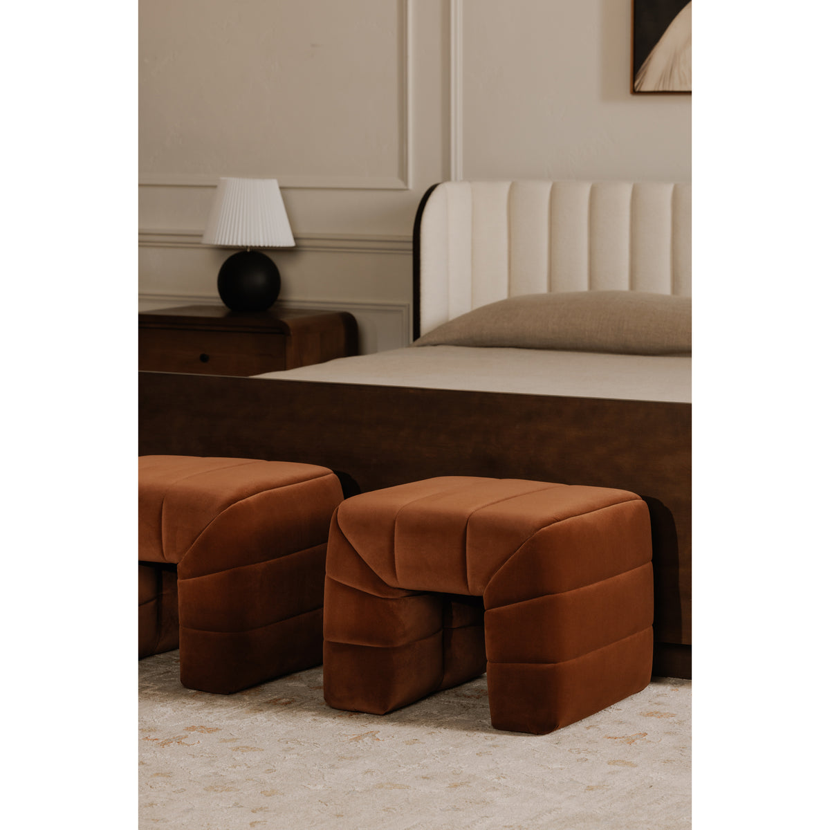 Verity Stool – 23" Channel-Detailed Upholstered Stool (2 Colors) (13)