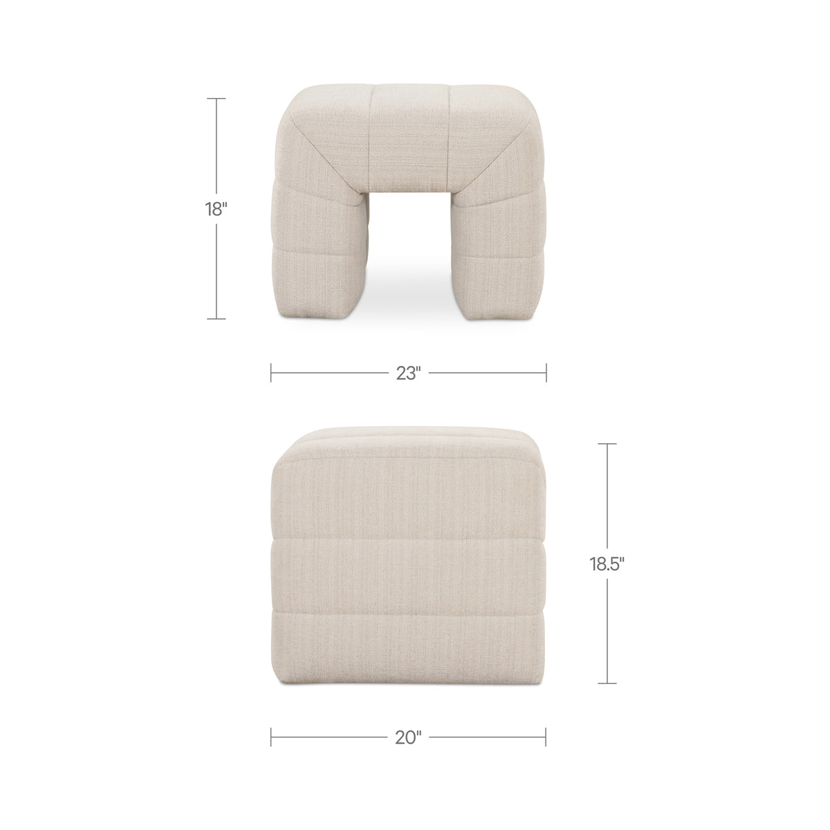 Verity Stool – 23" Channel-Detailed Upholstered Stool (2 Colors) (7)