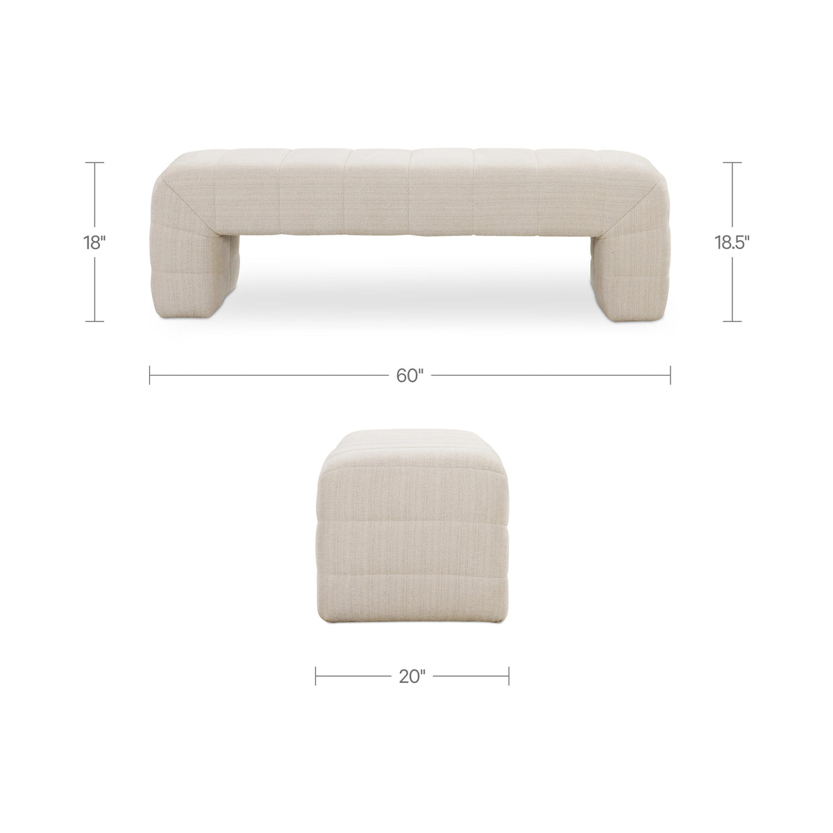 Verity Bench – 60" Channel-Detailed Upholstered Bench (2 Colors) (7)