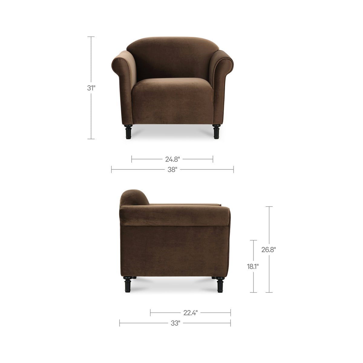 Harmony Accent Chair – 38" Upholstered Accent Chair (2 Colors) (6)