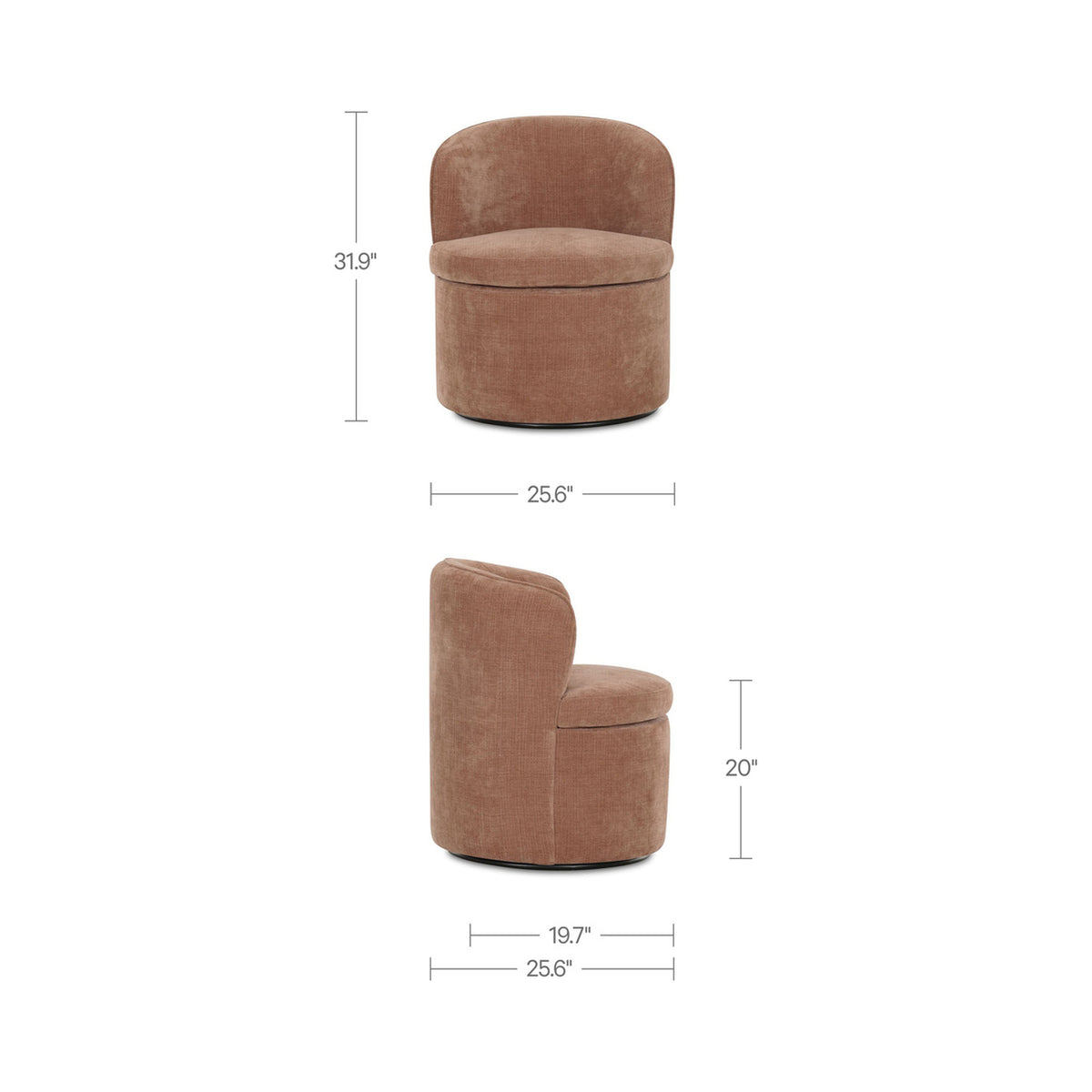 Dane Swivel Dining Chair – 25.6" Upholstered Dining Chair (3 Colors) (20)