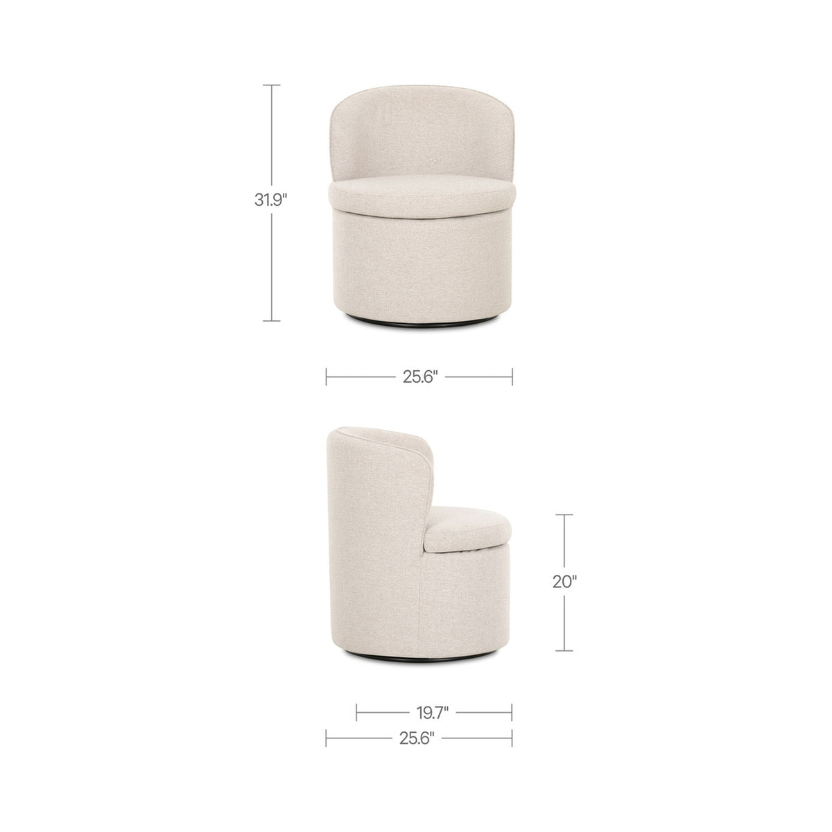 Dane Swivel Dining Chair – 25.6" Upholstered Dining Chair (3 Colors) (30)