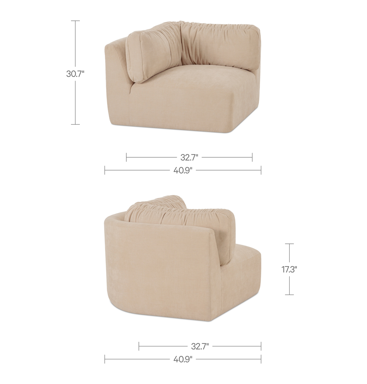 Matina Corner Chair – 40.9" Upholstered Modular Corner Chair (2 Colors) (8)