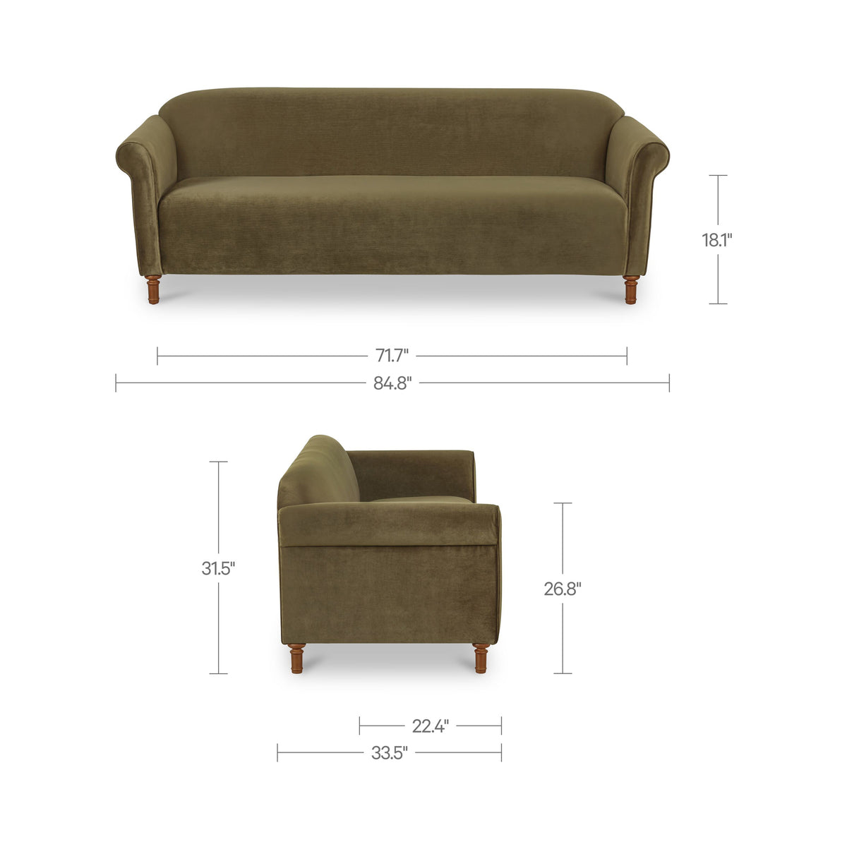 Harmony Sofa – 84.8" Upholstered Sofa (2 Colors) (6)