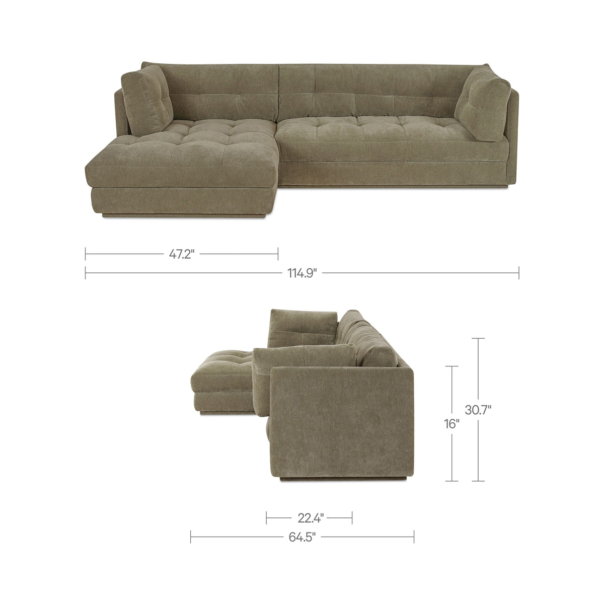 Mischa Sectional – 114.96" Tufted Upholstered Sectional Sofa (2 Colors) (9)
