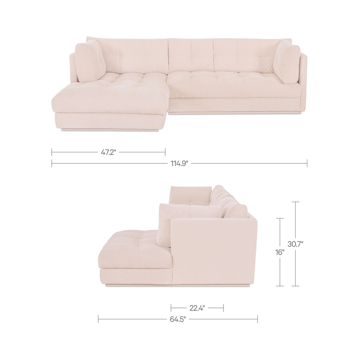 Mischa Sectional – 114.96" Tufted Upholstered Sectional Sofa (2 Colors) (27)