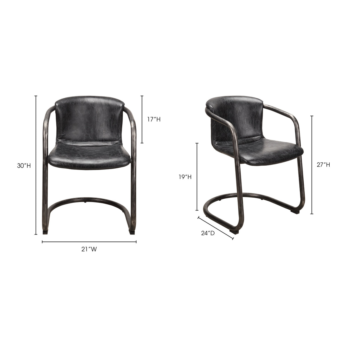 Freeman Dining Chair – 21" Distressed Leather Dining Chair, Set of 2 (10)