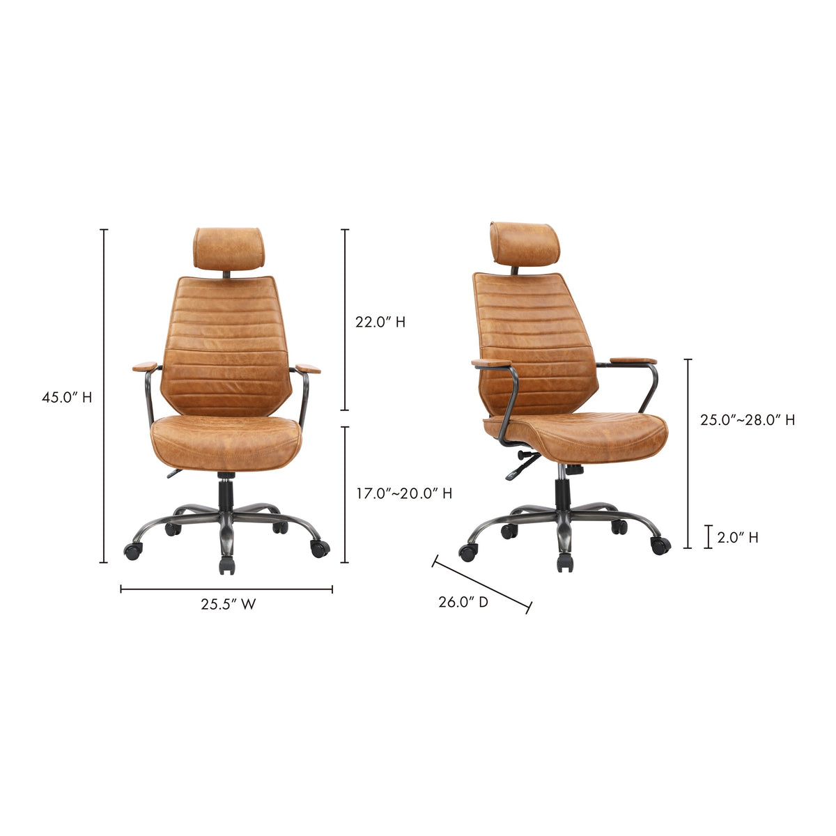 Executive Office Chair – 25.5" Leather Office Chair (2 Colors) (7)